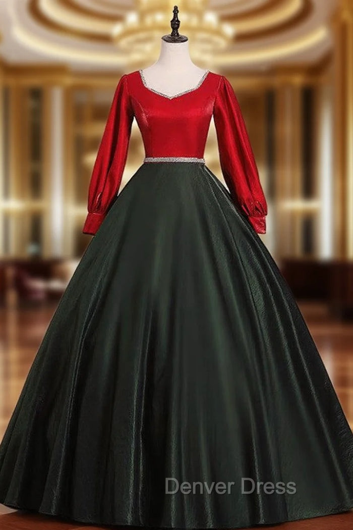 Black Satin Square Long Sleeve Quinceanera Dresses Main image