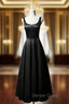 Black Satin Straps Black Short Prom Dresses