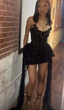 Black Sexy Tulle Sequins Cocktail Dress Short Homecoming Dresses Birthday Outfits