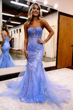Black Strapless Prom Dresses with Appliques