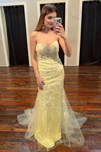 Black Strapless Prom Dresses with Appliques
