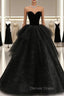Black Strapless Layered Velvet Tulle Long Prom Dress