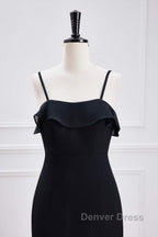 Black Straps Ruffle Multi-Layer Chiffon Maxi Dresses