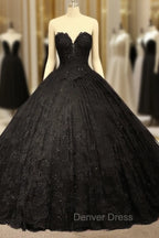 Black Sweetheart Lace Wedding Dresses Ball Gown