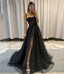 Black Sweetheart Neck Tulle Long Prom Dress,Black Tulle Prom Dresses,Sparkle Sweetheart Prom Gowns