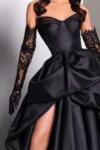 Black Fashion Sexy Taffeta Slit Long Elegant Ball Gowns Prom Dresses