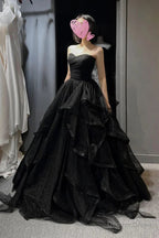 Black Sweetheart Tulle Ball Gowns Prom Dress Black Long Prom Dress shops