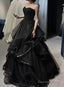 Black Sweetheart Tulle Long Evening Gown, Black Party Dress Prom Dress