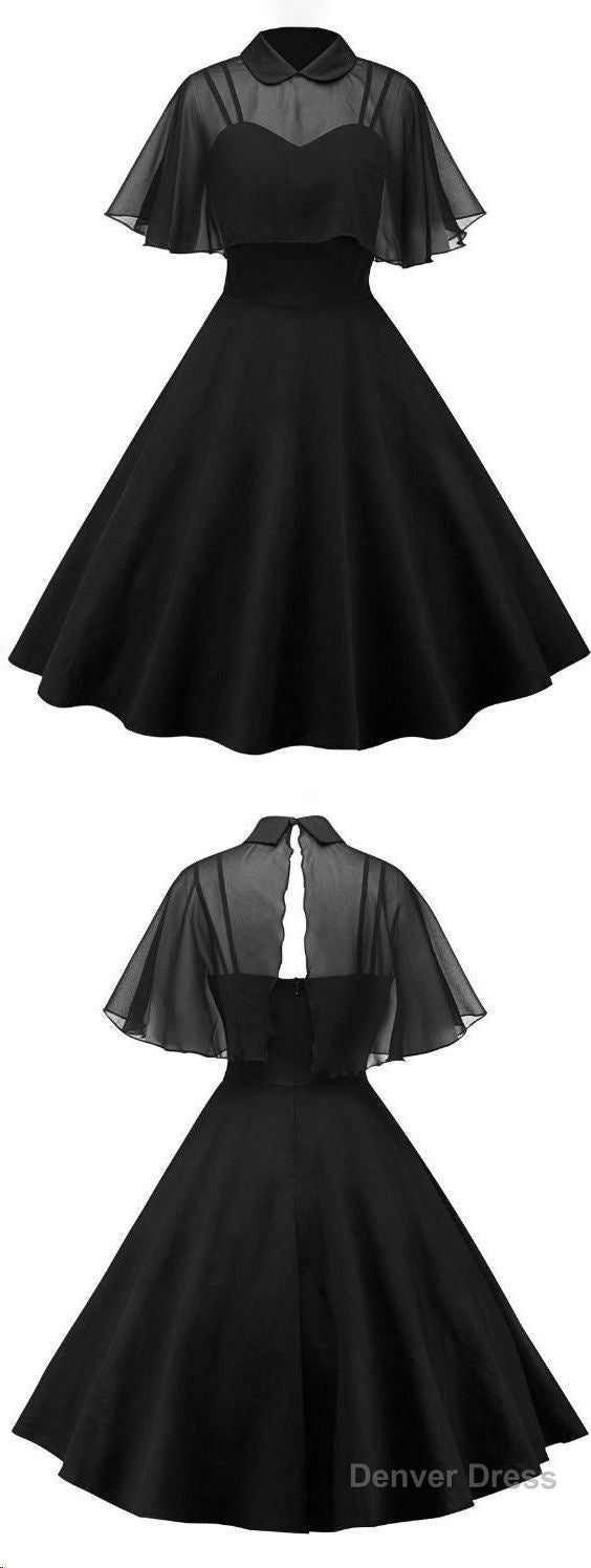 Black Tea Length Homecoming Dress , Charming Dresses