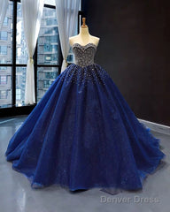 Black Tulle Ball Gown Dresses Sweetheart Beaded