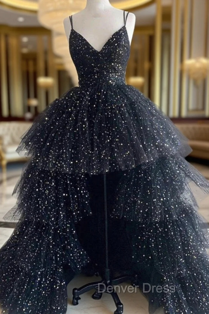 Black Tulle  Spaghetti Straps Prom Dresses Main image