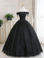 Black Tulle Lace Long Prom Dresses, Black Tulle Lace Evening Dresses