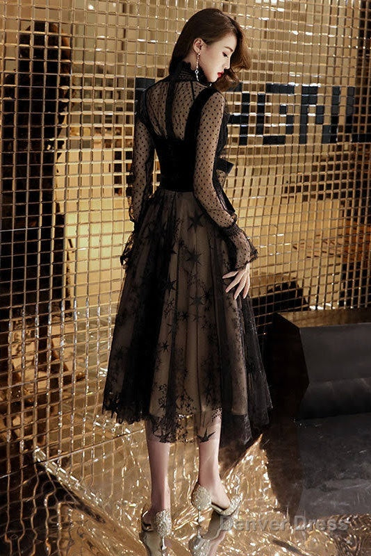 Black Tulle Lace Short Dress, Black Lace Homecoming Dress Secondary image