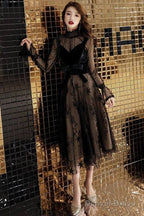 Black Tulle Lace Short Dress, Black Lace Homecoming Dresses