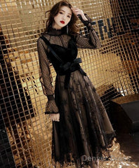 Black Tulle Lace Short Dress, Black Lace Homecoming Dress