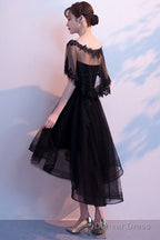 Black Tulle Lace Short Prom Dress, Black Homecoming Dress