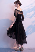 Black Tulle Lace Short Prom Dress, Black Homecoming Dresses