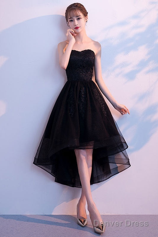 Black Tulle Lace Short Prom Dress, Black Homecoming Dress