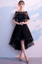 Black Tulle Lace Short Prom Dress, Black Homecoming Dress