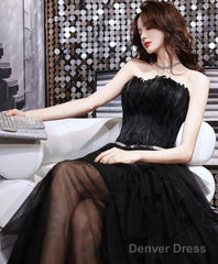 Black Tulle Long Prom Dress Black Tulle Evening Dress
