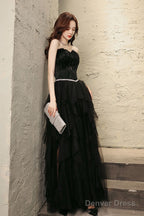 Black Tulle Long Prom Dress Black Tulle Evening Dress