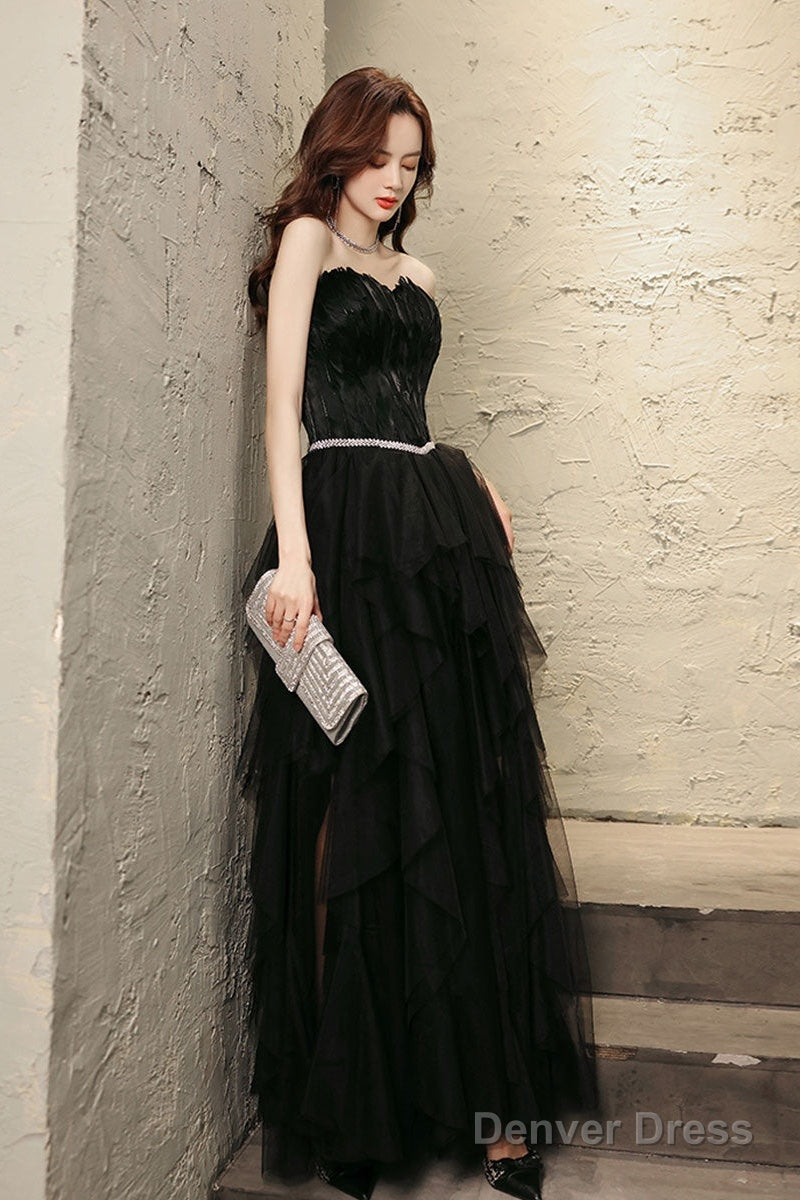 Black Tulle Long Prom Dress Black Tulle Evening Dress