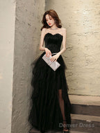 Black Tulle Long Prom Dress Black Tulle Evening Dress