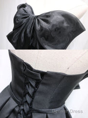 Black Tulle Satin Short Prom Dress, Black Homecoming Dress