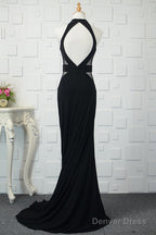 Black Tulle Sheath/Column Floor-Length Prom Dresses