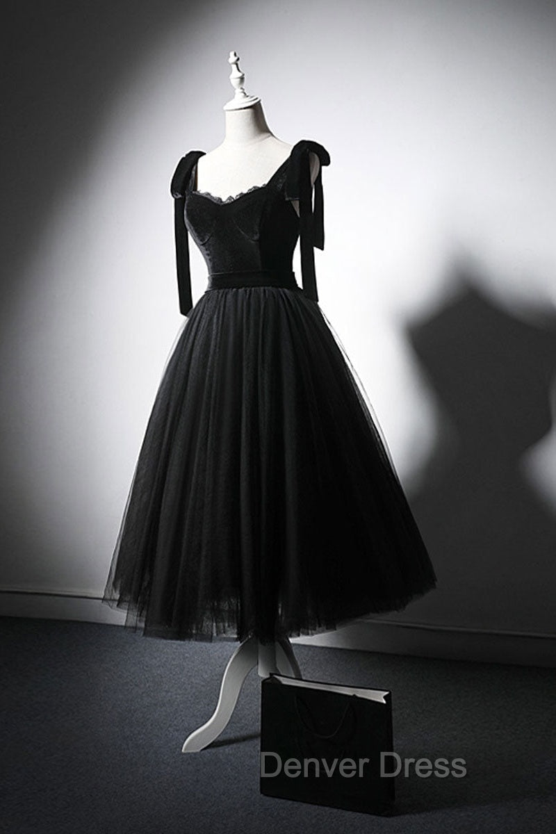 Black Tulle Short Prom Dresses, Black Tulle Formal Dresses