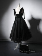 Black Tulle Short Prom Dresses, Black Tulle Formal Dresses