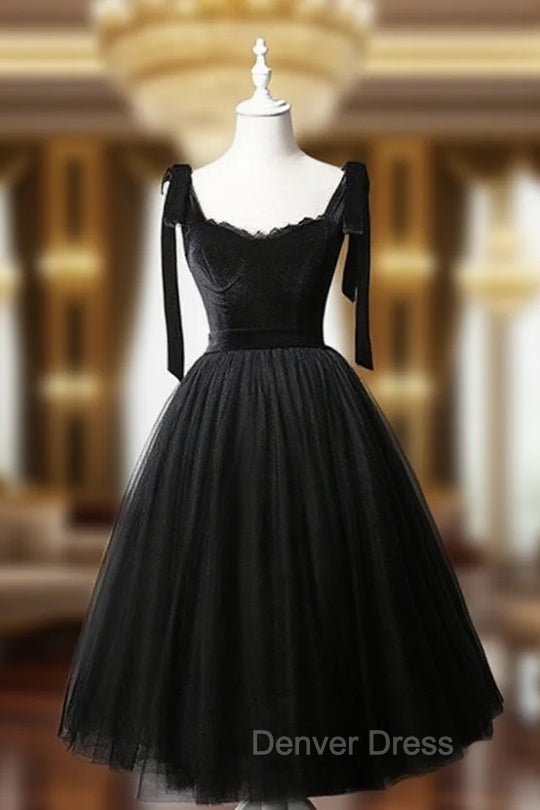 Black Tulle Short Prom Dresses, Black Tulle Formal Dresses Main image