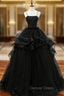 Black Tulle Spaghetti Straps Prom Dresses