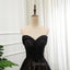 Black Tulle Sweetheart A-line Formal Dresses with Lace, Black Long Prom Dresses