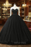 Black Tulle Sweetheart Ball Gowns Sweet 16 Dress, Black Long Prom Dresses