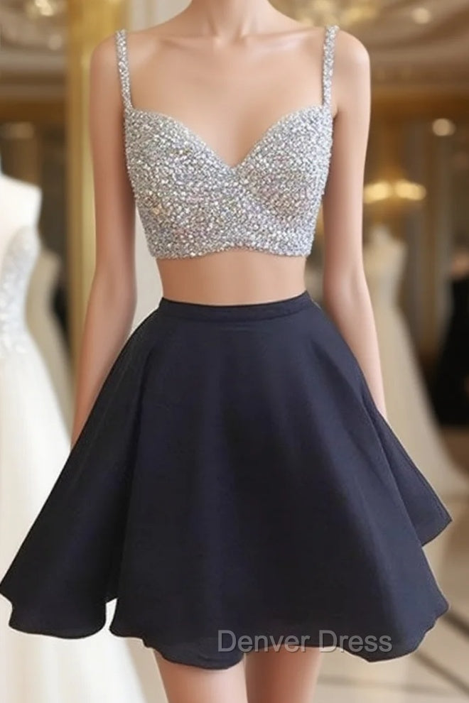 Black Two Pieces Short Prom Dresses, Two Pieces Homecoming Dresses Main image
