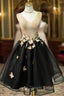 Black V Neck Organza Homecoming Dresses
