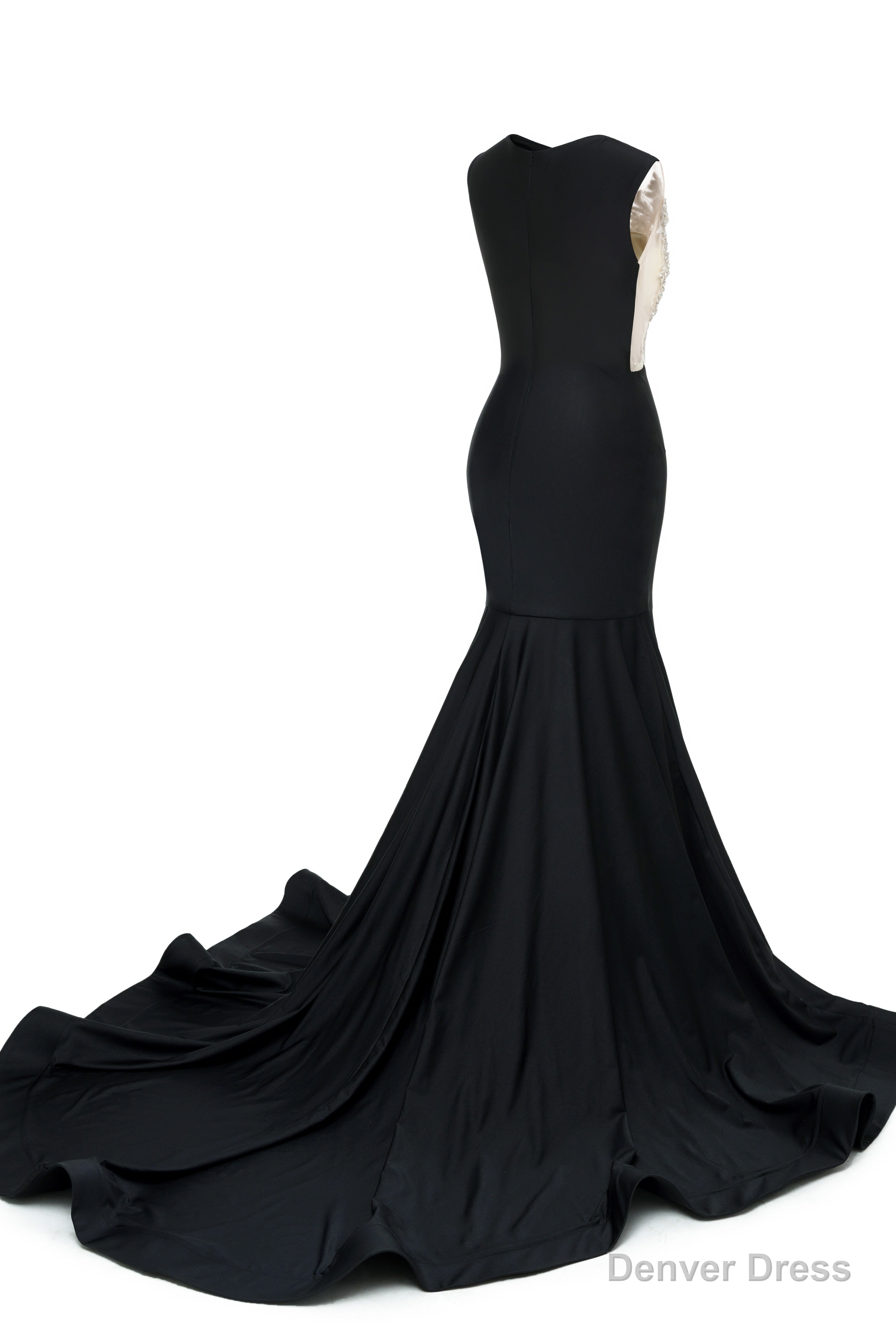 Green V Neck Sheer Corset Prom Dresses Beaded Mermaid Long Train Prom Gown