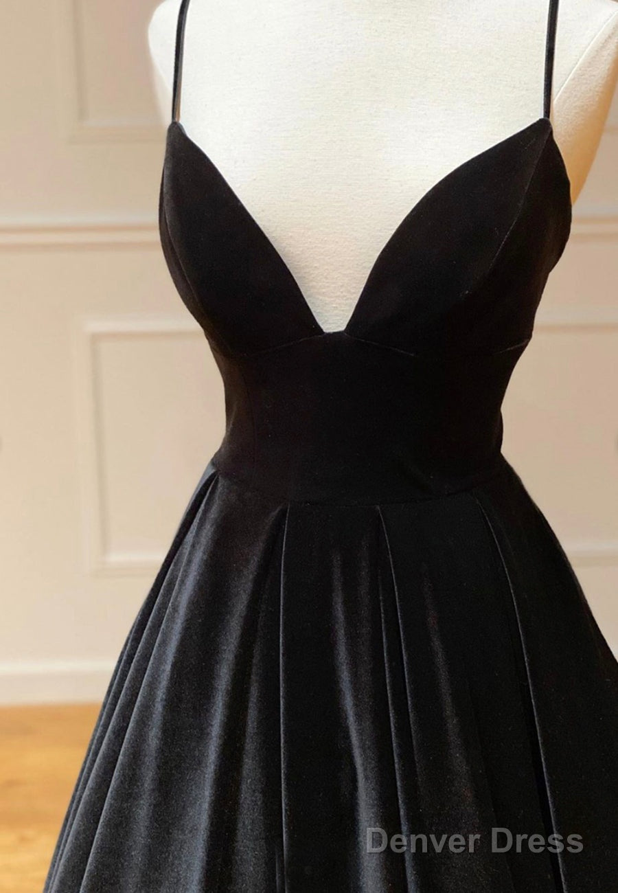 Black V Neck Velvet Prom Dress Evening Dress Secondary image