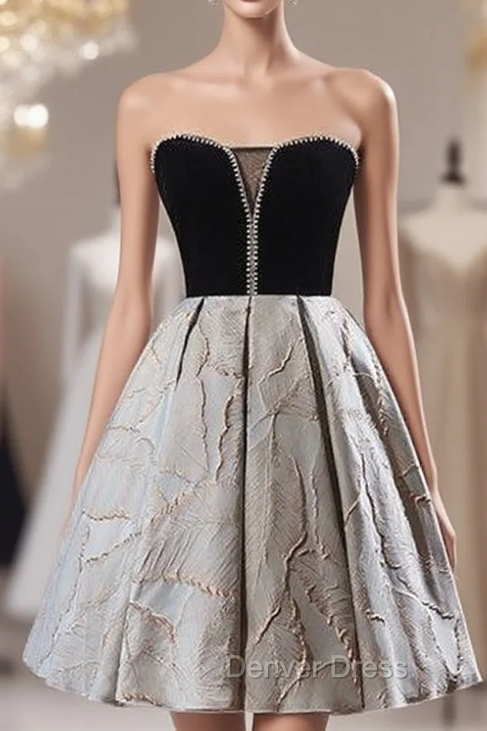 Black Velvet Strapless Homecoming Dresses