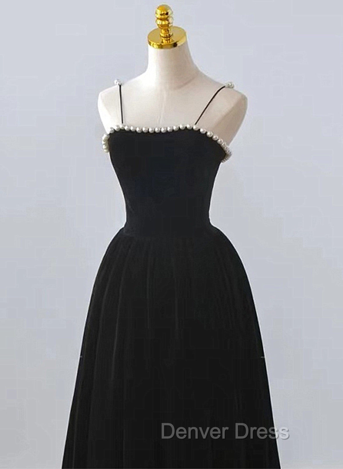 Black Velvet Straps Tea Length Party Dresses, Black Velvet Homecoming Dresses
