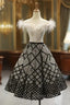 Black White Ball Gown Lace Sequins Tea Length Prom Dresses