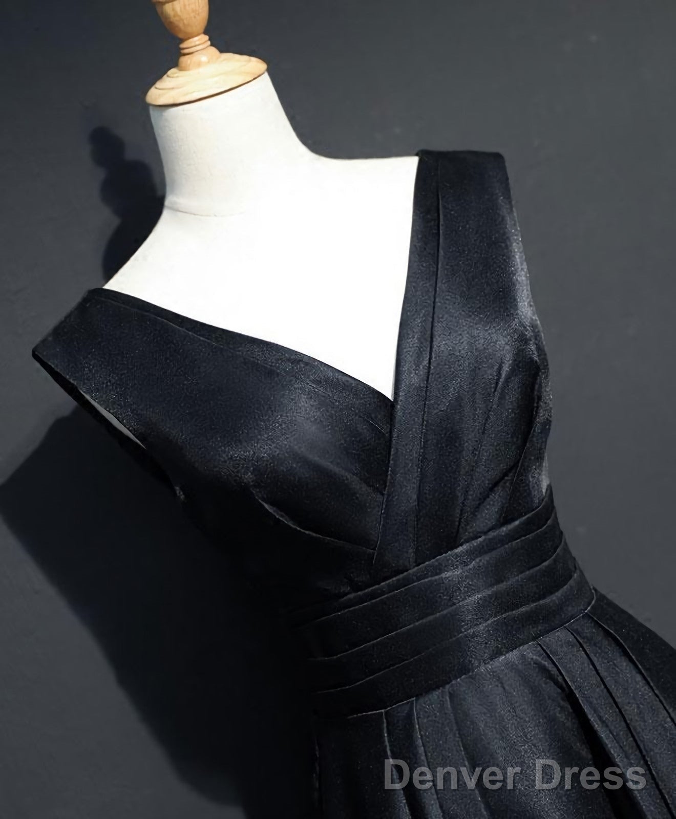 Simple Black V Neck Long Prom Dress, Black Evening Dress