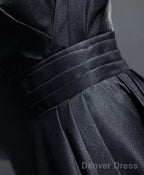 Simple Black V Neck Long Prom Dress, Black Evening Dress