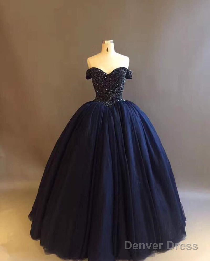 Bling Bling Crystal Beaded Bodice Corset Navy Blue Ball Gowns Wedding Dresses Off The Shoulder Secondary image