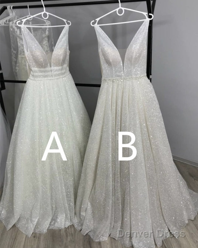 Bling Bling Sequin Ball Gown V Neck Wedding Dress Secondary image