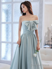 Blue A Line Long Prom Dress, Blue Formal Party Dress