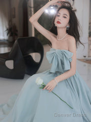 Blue A Line Long Prom Dress, Blue Formal Party Dress