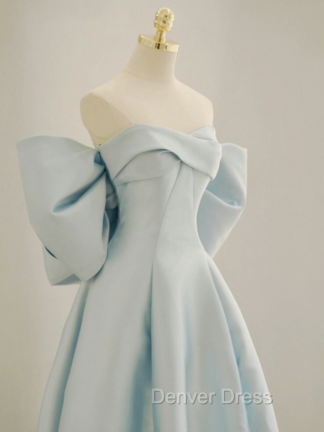 Blue A Line Satin Long Prom Dress, Blue Satin Prom Dresses