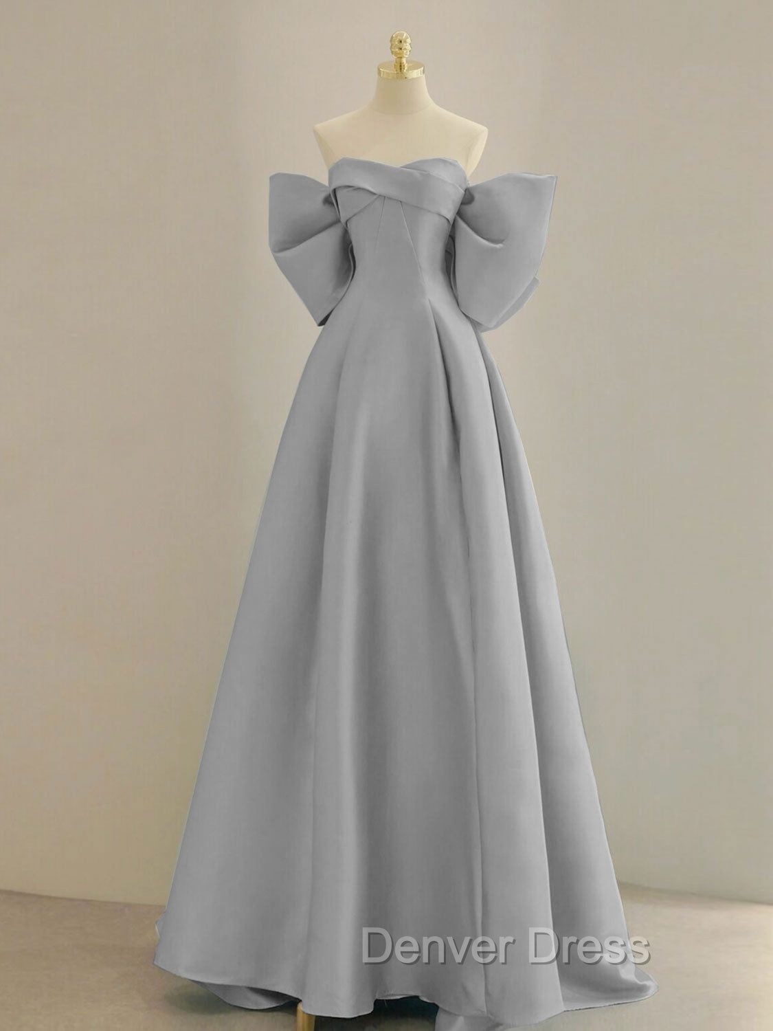 Blue A Line Satin Long Prom Dress, Blue Satin Prom Dresses